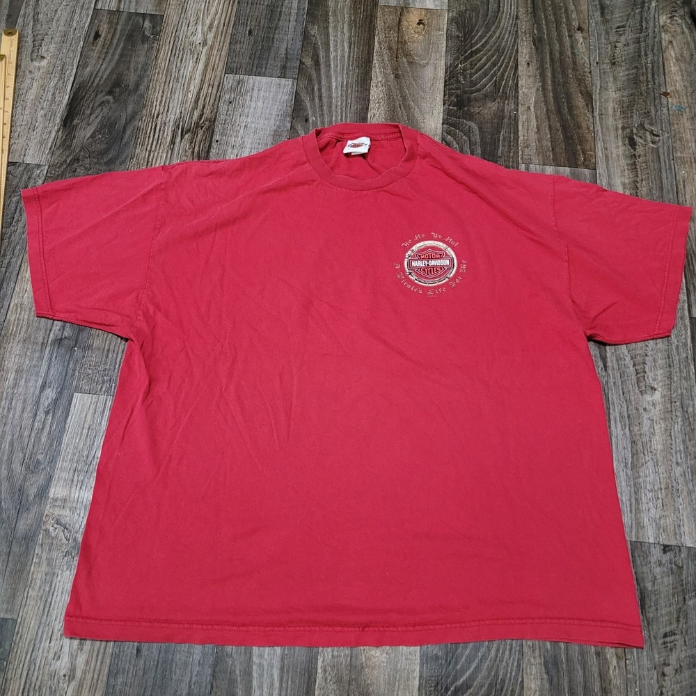 Harley Davidson It's Pirate Life For Me Skull Pirate Red T-Shirt Men's 3XL